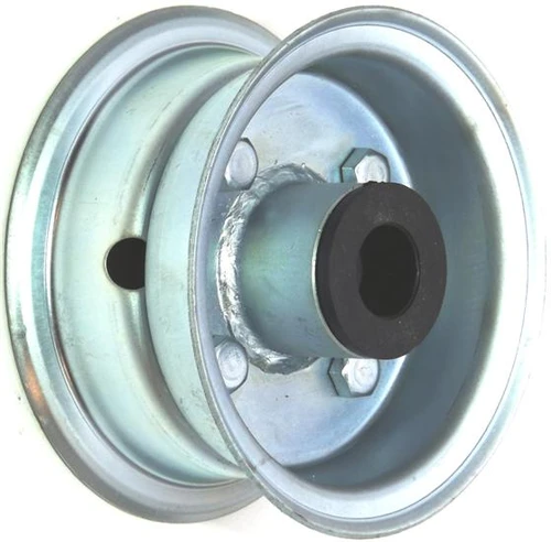4"x2.00" 2-Pc Zinc Coated Rim, 35mm Bore, 62mm Hub Length, 35mm x 20mm Nylon Bushes