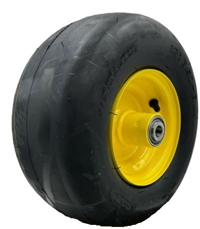 Assembly - 13/650-6 TL Smooth Tyre fitted on JD Yellow Steel Rim, 5/8" Bearing Size, 5.70" (145mm) Hub Length