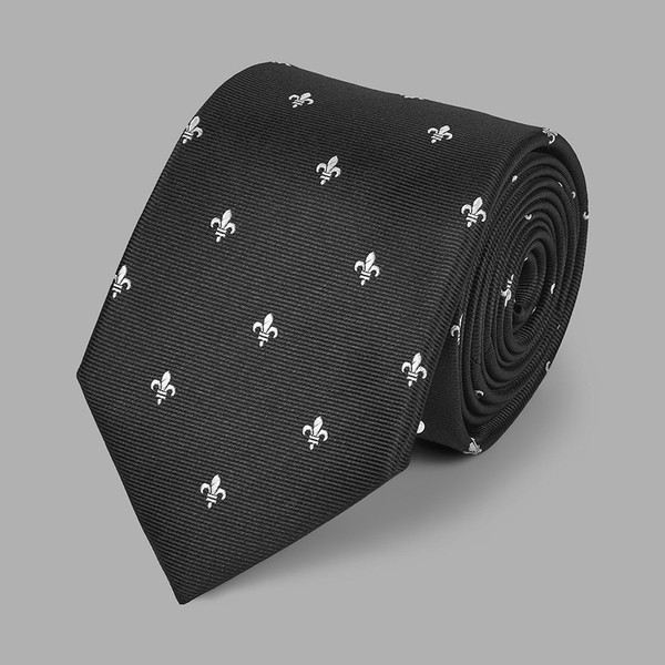 Black Fleur-de-Lys Silk Tie