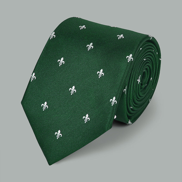 Green Fleur-de-Lys Silk Tie