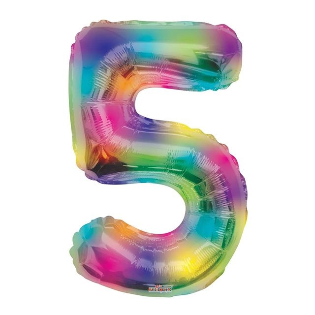 Unique Folienballon „Regenbogen-Konfetti Zahl 9“ – 45,7 Cm, Für 9. Geburtstag, Mit Helium Füllbar