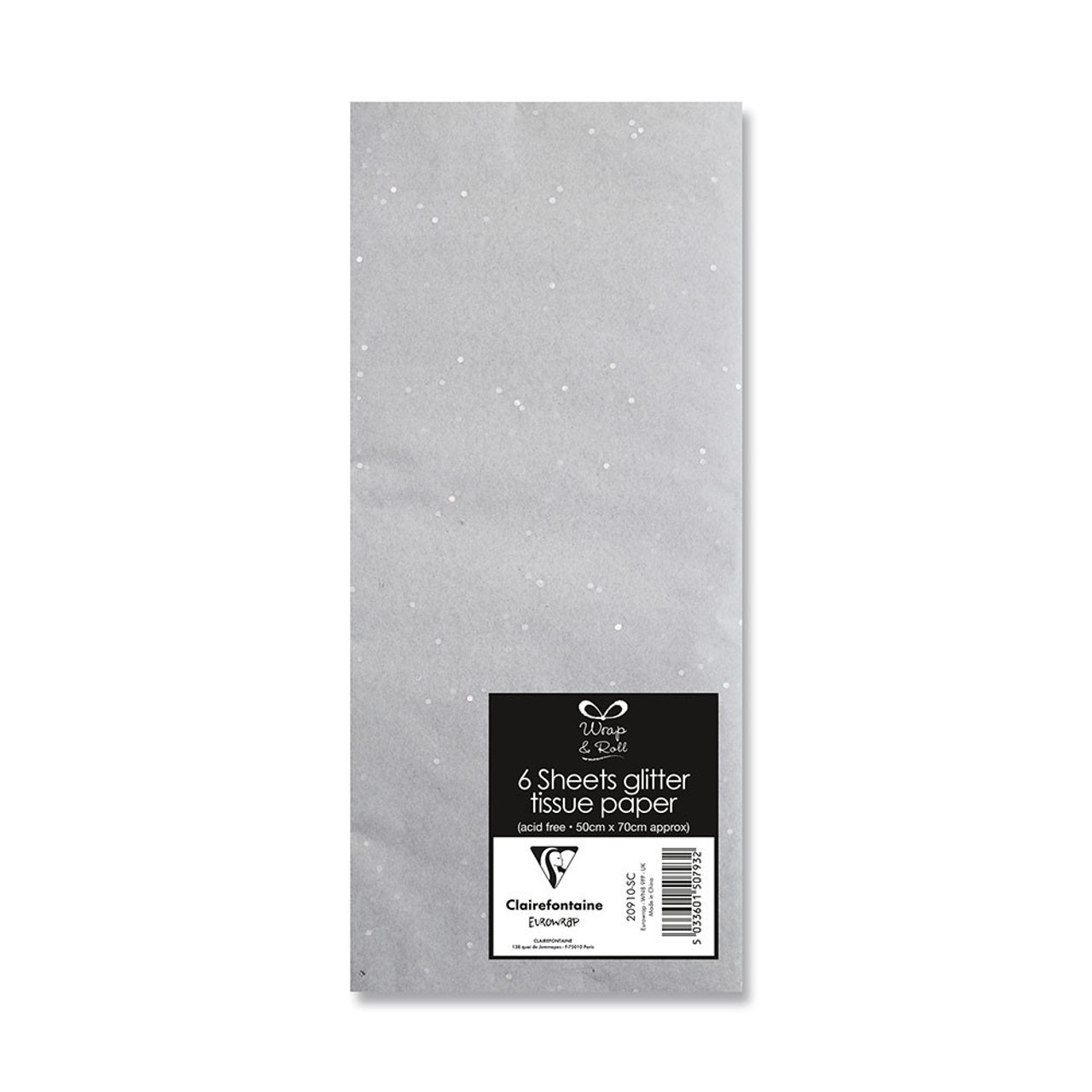 White And Silver Sparkle Tissue Paper, 6 Sheets