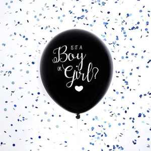 Oh Baby Gender Reveal Black Balloon Blue Confetti