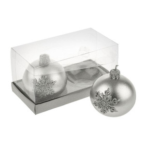 Candle Bauble Set Silver 7 cm 2 Pack