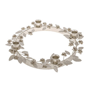 Vintage Metal Candle Ring Silver 30 cm