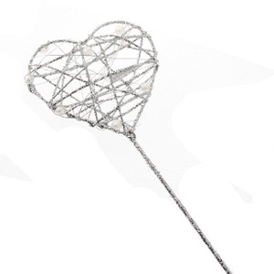 Wand Glittered Heart Sil