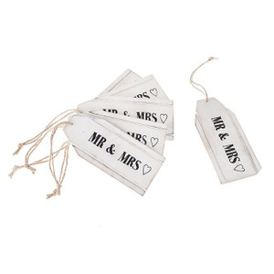 Mr & Mrs Wooden Tags 6 Pieces