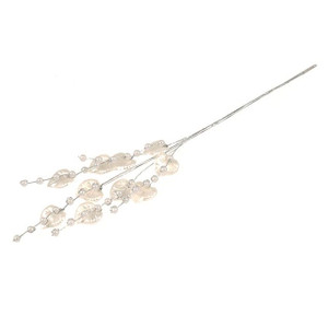 Pearl Leaf Beaded Stem White & Silver 22 cm from Country Baskets