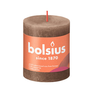 Bolsius Rustic Shine Pillar Candle 80 x 68 - Suede Brown