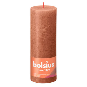 Bolsius Rustic Shine Pillar Candle 190 x 68- Rusty Pink