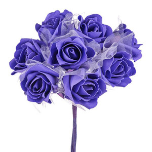 Foam Roses With Tulle Lavender 6.5 cm from Country Baskets