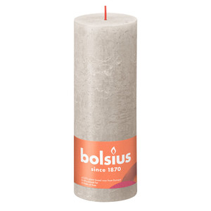 Bolsius Rustic Shine Pillar Candle 190 x 68- Sandy Grey from Country Baskets