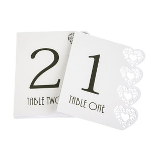 Table Numbers 1-15 Heart White from Country Baskets Table Numbers 1-15 Heart White from Country Baskets