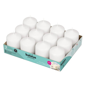 Bolsius Professional Pillar Candle - White  - 78/58mm  - Tray of 12 Bolsius Professional Pillar Candle - White  - 78/58mm  - Tray of 12
