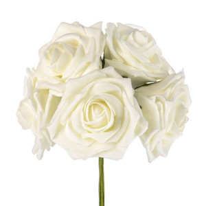 Artificial Rose Bunch Ivory 10 cm