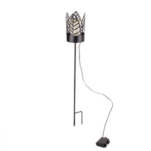Leaf Print Metal Lantern On Stake 76Cm