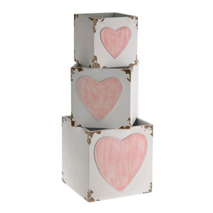 Wooden Heart Planter 3 Set