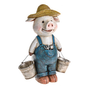 Farmyard Pig Holding Buckets 31.5Cm