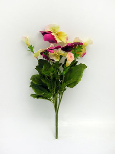 Artificial Pansy Bush Yellow And White