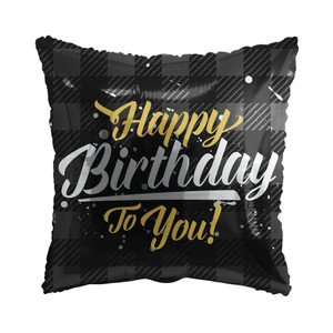 Happy Birthday Black Balloon - 18" Foil