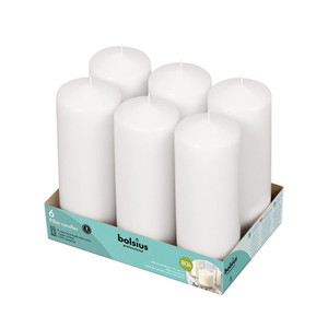 Pillar Candles 200/68 mm Tray 6 -White from Country Baskets