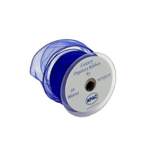 Royal Blue Wired Organza  Ribbon - 50mm x 20m Royal Blue Wired Organza  Ribbon - 50mm x 20m
