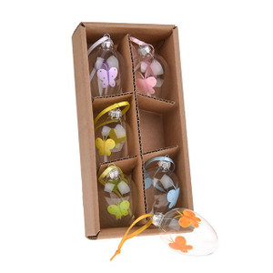 Easter Glass Egg Butterfly S/6