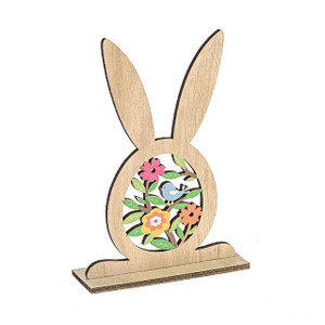 Floral Bunny Wooden 18.5cm from Country Baskets