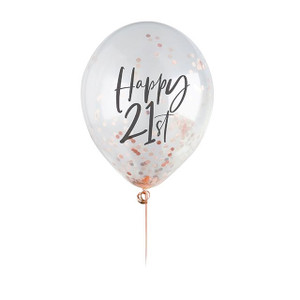 Balloon Confetti 21St Rose Gold 5Pk
