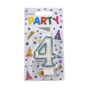 Cake Candle Number 4 Blue Glit