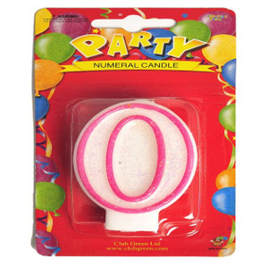 Cake Candle Number 0 Pink Glit from Country Baskets