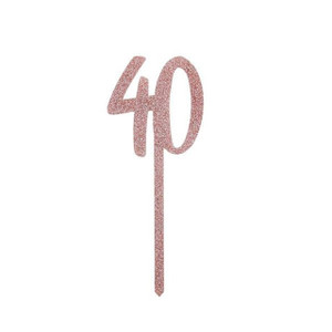 Rose Gold Glitter 40 Cake Topper from Country Baskets
