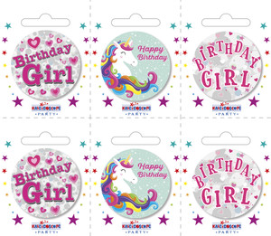 Birthday Girl Small Badges 6 Assorted