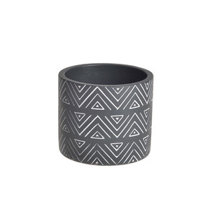 Black & White Cement Pot Zig Zag Without Hole