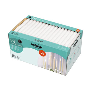 Bolsius Torpedo Candles 240/22 mm - White - Box of 136 Bolsius Torpedo Candles 240/22 mm - White - Box of 136
