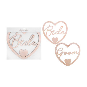 Wooden MR & MRS Chair Signs 2Pk