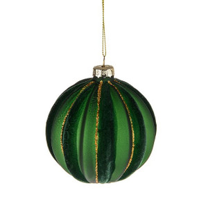 Bauble Glass Frosted Green 8cm from Country Baskets