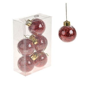 Tinsel Bauble Red 6 Pack
