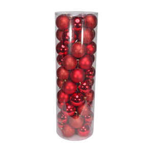 Red 10cm Plastic Ball in tube (matt,shiny,glitter) x 48