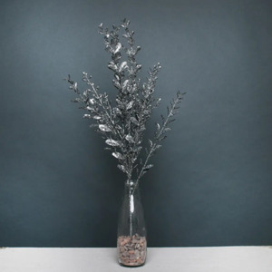 Glitter boxwood spray  Pewter Glitter boxwood spray  Pewter