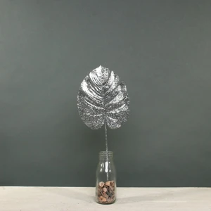 Glitter Monstera leaf sml Silver