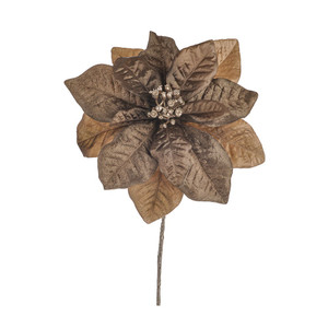 Poinsettia Pick Gold 28Cm