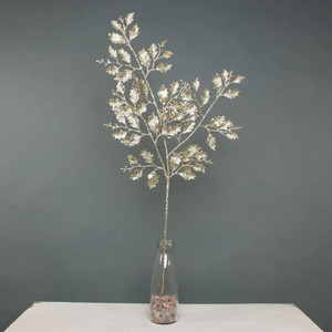 Glitter Holly leaf stem Gold from Country Baskets
