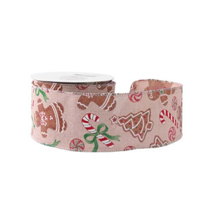 Natural With Trees And Candy Canes Ribbon