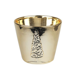 Metallic Planter Tree Design Gold 13Cm