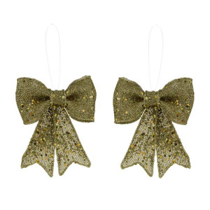 Bow Decoration Glitzy Gold Pack of 2 Bow Decoration Glitzy Gold Pack of 2