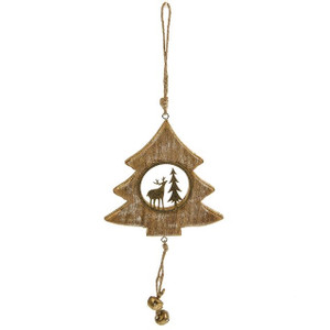 Wood Tree Hanger Gold 22Cm