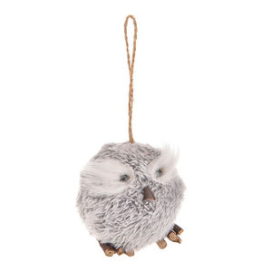 Cute Owl Hanging Decoration Grey 6cm