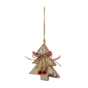 Natural Wooden Tree Hanging Decoration With Ribbon Detail from Country Baskets