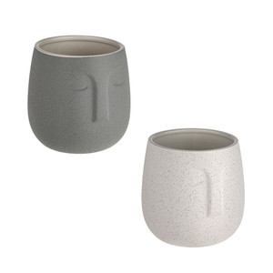 Dakota Face Sand Finish Ceramic Pot 15cm 2 Assorted